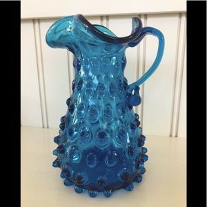 Vintage Blue Hobnail Pitcher